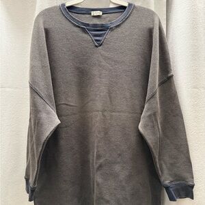 Oversized Waffle Knit Long Sleeve Shirt